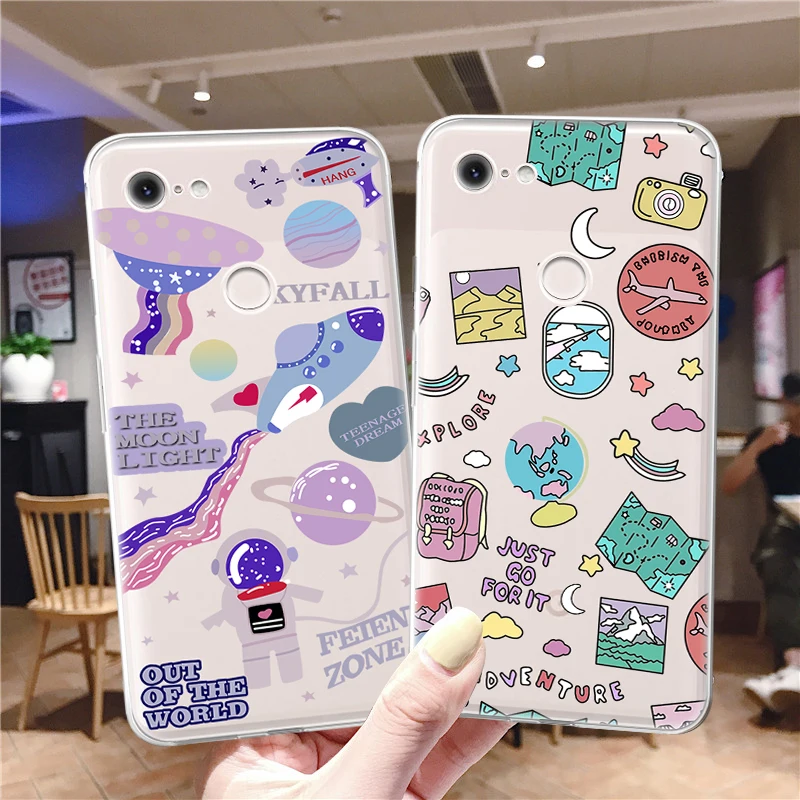 

Cute Cartoon Astronaut Coque for Google Pixel 5 4 4a 3 3a 2 XL Soft TPU Silicone Phone Cases For Pixel 4XL 5 XL 3XL 2XL Cover