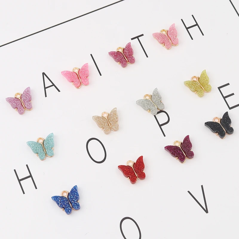 

10pc Multicolor Acrylic Insect Series Butterfly Charm Jewelry Making Pendants Necklaces Cute Earrings DIY Handmade Accessories