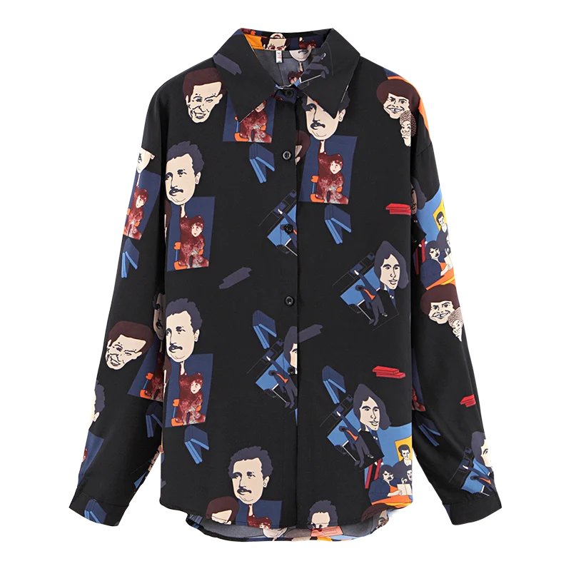 Женская шифоновая блузка с воротником-стойкой Повседневная Длинная офисная