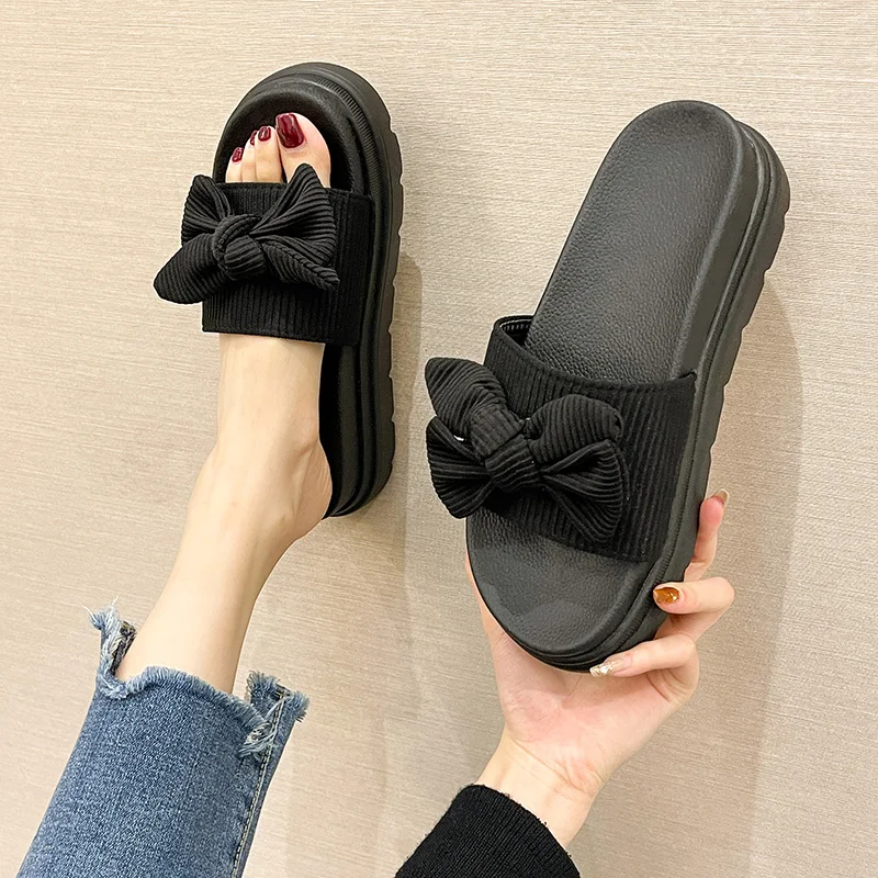 

Butterfly-Knot Shoes Woman's Slippers Luxury Slides Shale Female Beach Platform Med 2021 Designer Flat Summer Sabot Butterfly-kn