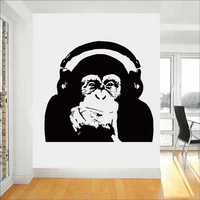 thinking gorilla wall decals art design home decoration vinyl monkey music wall sticker bedroom wall art mural