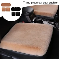 3 piece car seat cushion winter rabbit plush without backrest wool warm seat cover universal car cushion interior decorations
