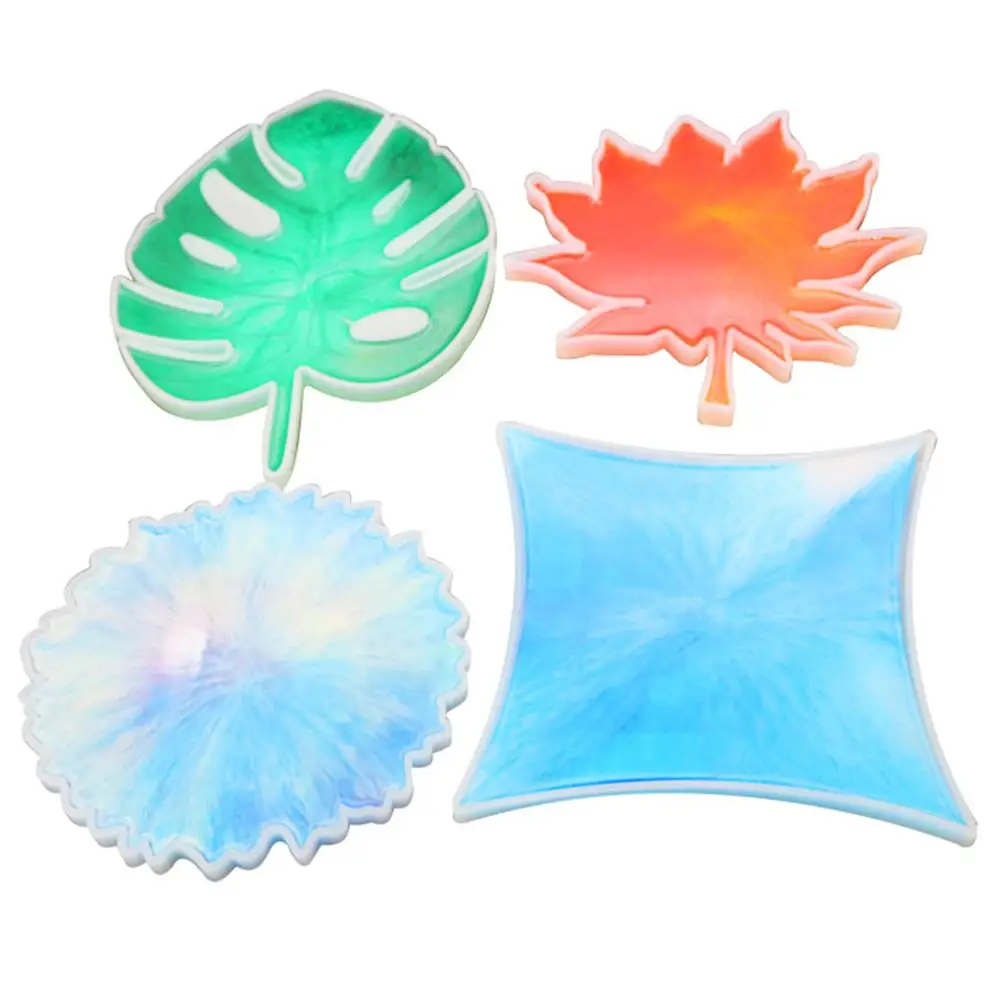 Прозрачная эпоксидная силиконовая форма сделай сам подставка листья кленовый