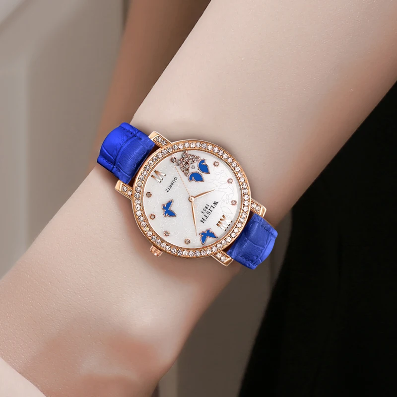

Fashion Business Korean Version Women's watches Luxury Diamond-Studded Leather Watchband Quartz Watch For Women Wristwatch