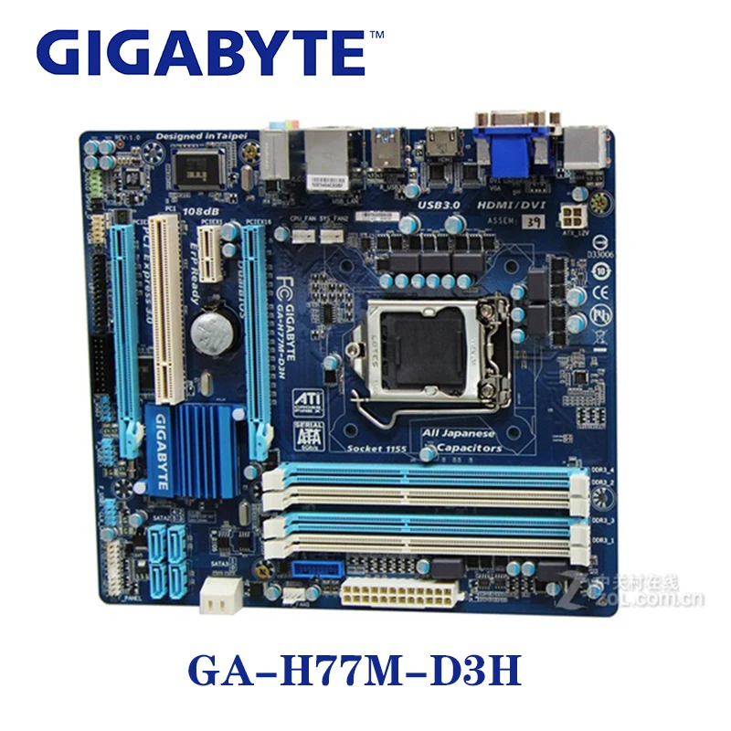 LGA 1155 H77 DDR3 Gigabyte GA H77M D3H Спецификация 100% материнская плата USB3.0 32G Настольный SATA III