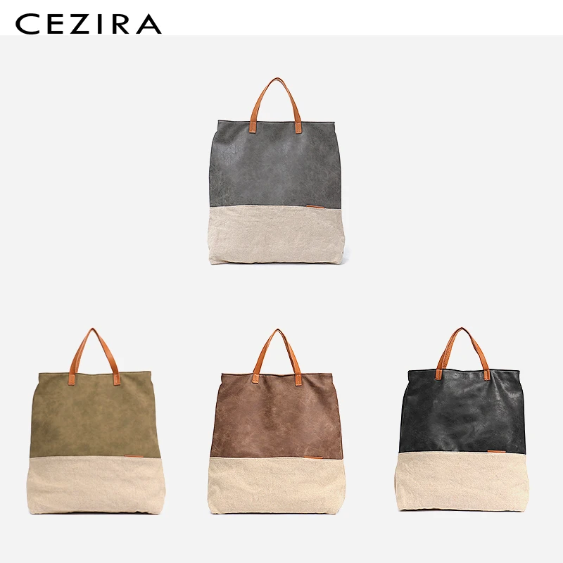 CEZIRA большие повседневные хлопковые льняные веганские сумки-тоут, сумки для ноутбука, компьютера, пэчворк, 13 дюймов, для ноутбука, женские школьные сумки через плечо из искусственной кожи