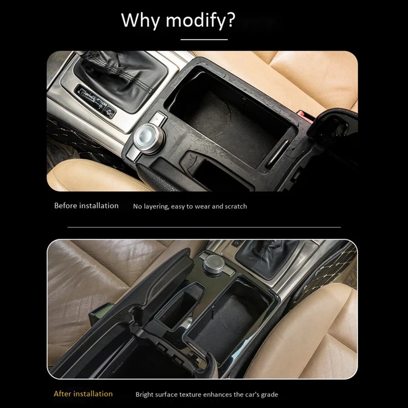 

Car Center Console Water Cup Holder Frame Cover Trim Accessories for Mercedes Benz C Class W204 C180 C200 2007-2014