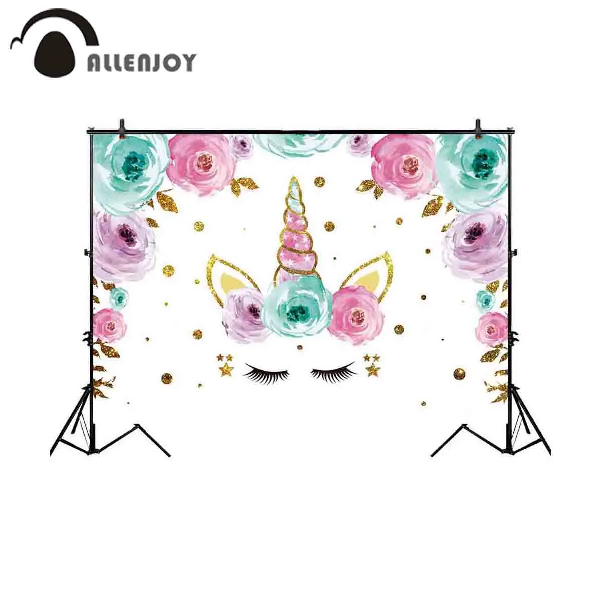 Allenjoy акварельные фоны для вечеринки Единорог цветы Золотая фольга день рождения