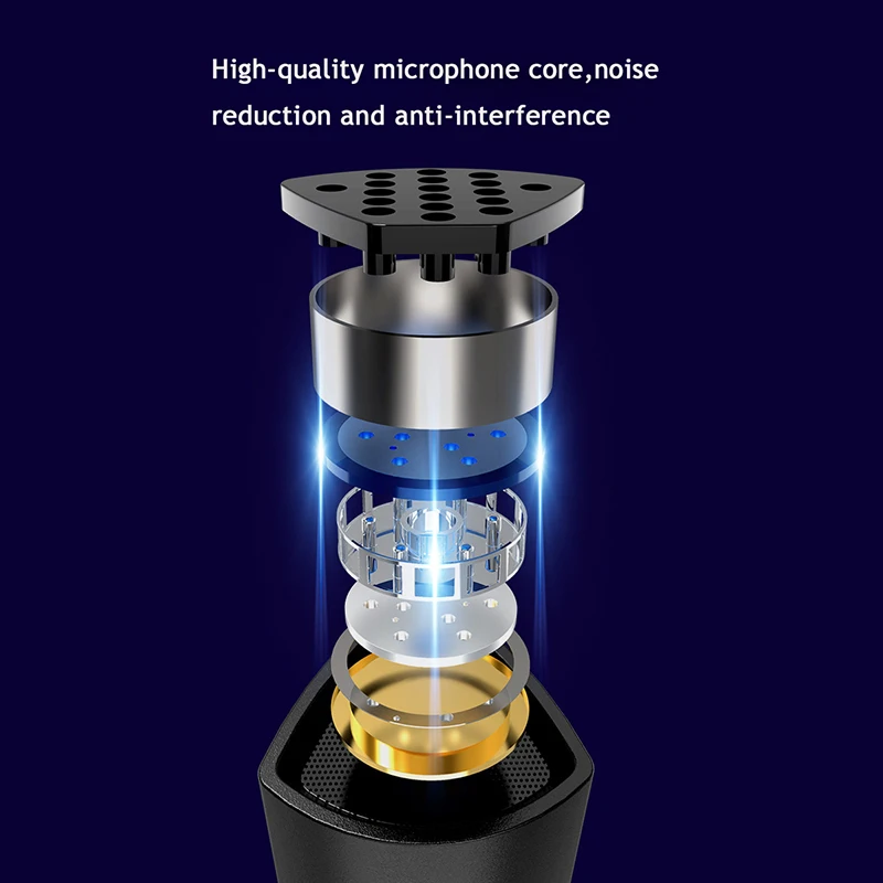 

Computer USB Microphone RGB Base HD Sound Card With Speaker Headset Jack Free Drive Noise Reduction Rotate Receiver