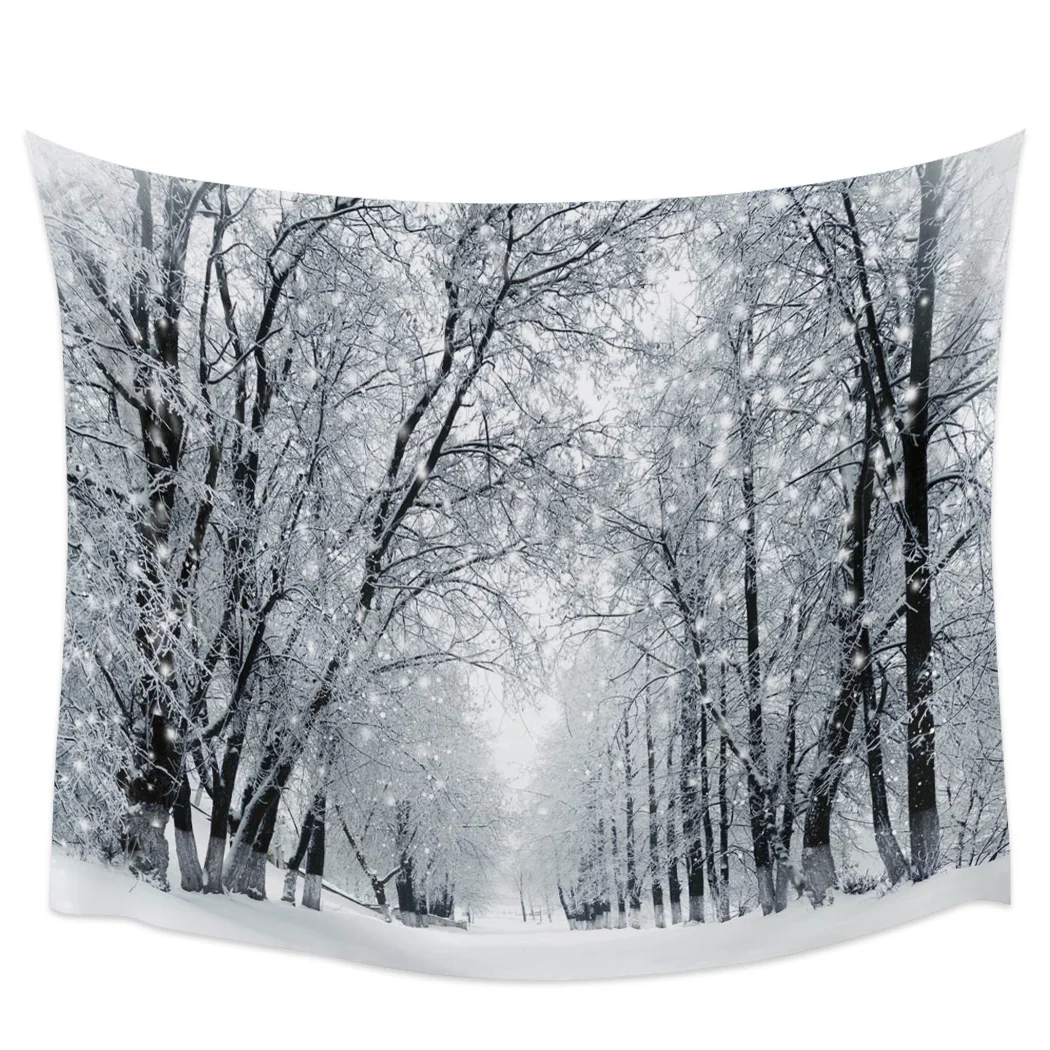 Гобелен с изображением леса снега зимнего пейзажа пляжное полотенце украшение