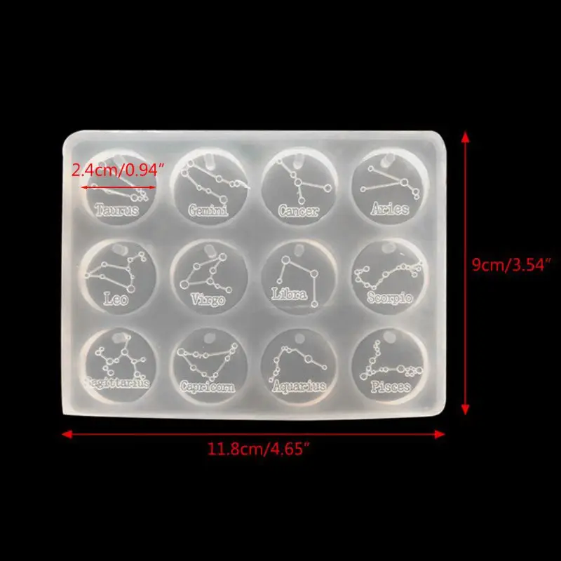 

12 Constellations Discs Pendant Epoxy Resin Silicone Mold Jewelry Making Tools