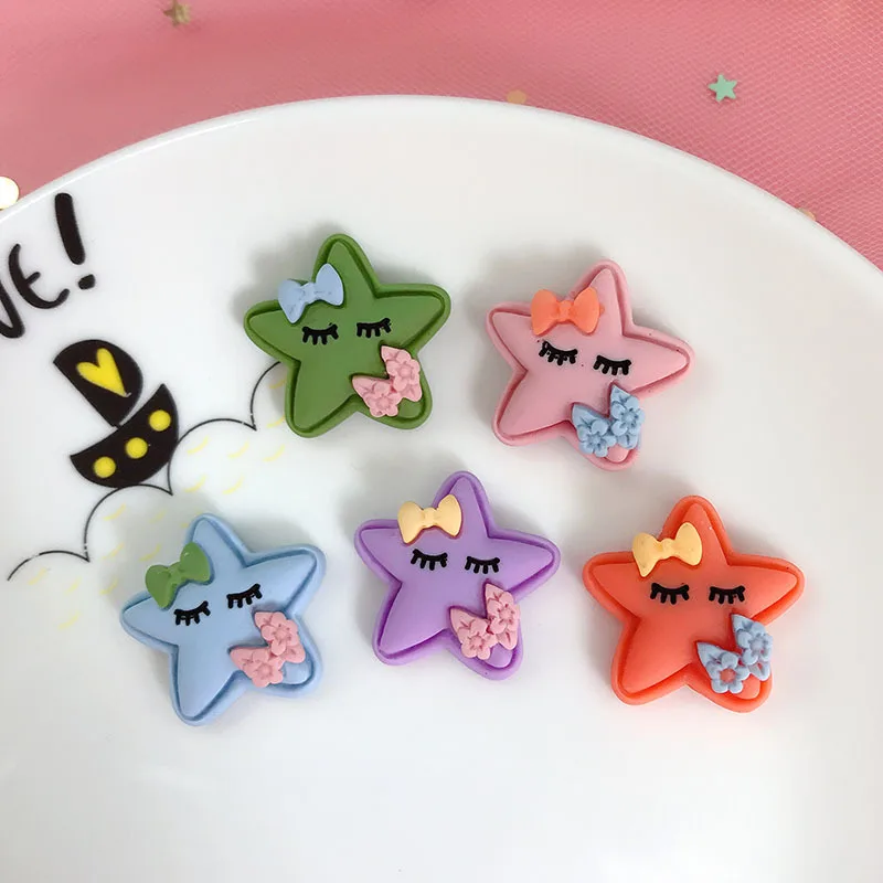 

30-100Pcs Resin Embellishments Color Bow Tie Star DIY Craft Supplies Kids Headwear Clothes Shoes Hat Phone Shell Arts Nail Art