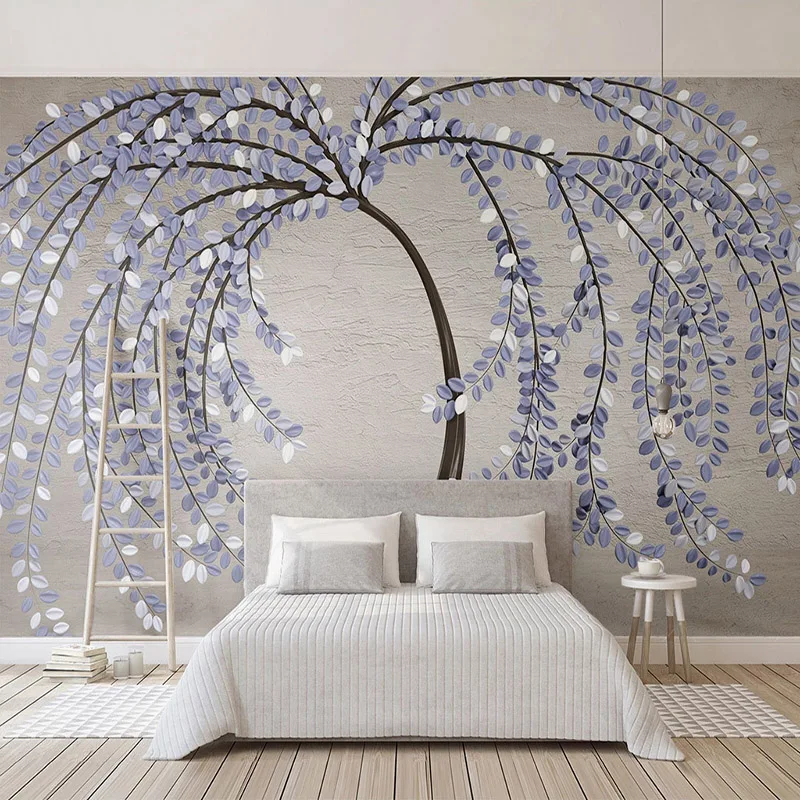 

Custom Purple Flower Big Tree Photo Mural Wallpaper For Living Room Bedroom Background Wall Decor Non-woven 3D Effect Wall Paper
