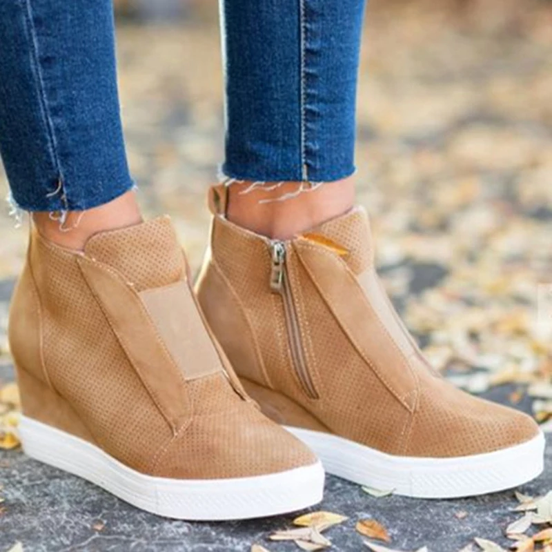 Женская обувь увеличивающая рост из искусственной кожи женская модная на