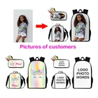 Многофункциональный школьный рюкзак на заказ, дорожный рюкзак для ноутбука, сумка-мессенджер для девушек, дизайн с логотипом, изображение на багаже