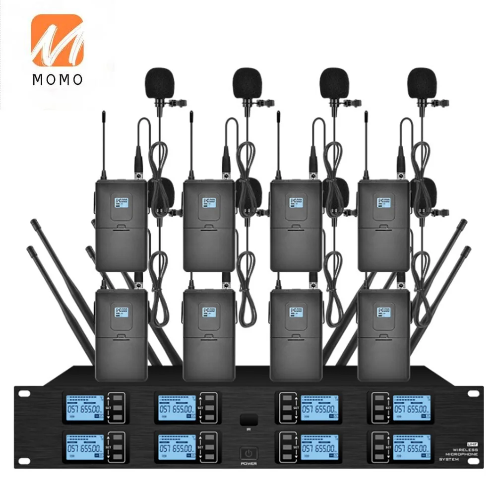 저렴한 전문 UHF 무선 마이크 8 채널 핸드 헬드 마이크 Lavalier 마이크 무대 공연 회의 마이크