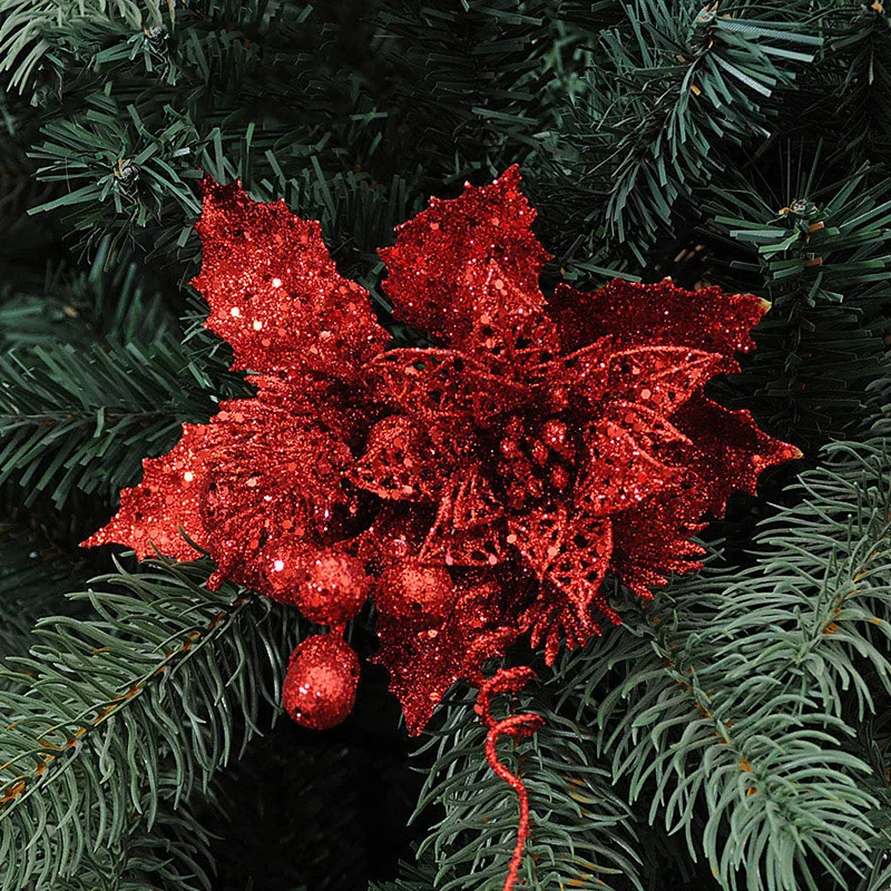 

Glitter Artificial Berry Flowers Christmas Tree Decorations DIY Christmas Garlands Material New Year Party Decor Supplies