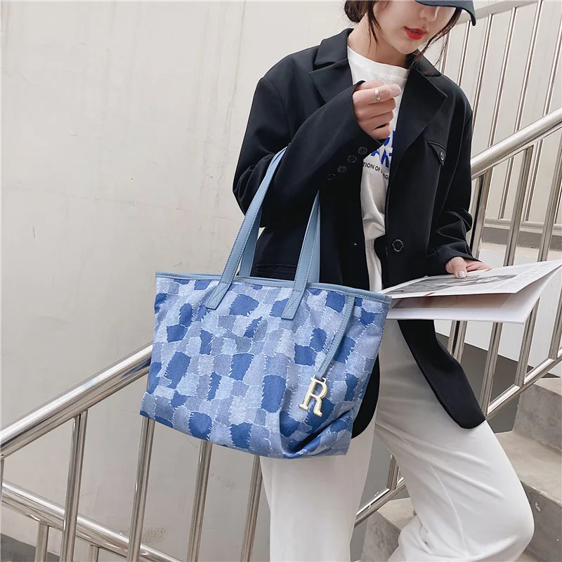 

Fashion Large Capacity Stitching Pattern Simple Shoulder Tote Bag Luxury Designer Handbag Bags For Women Purses And Handbags