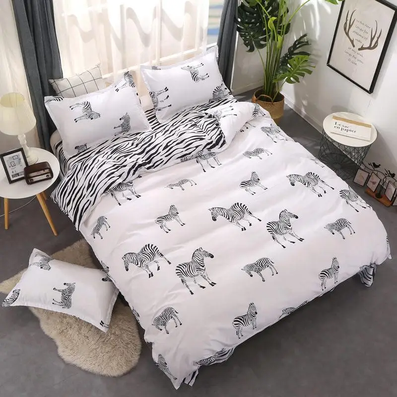 Зебра шаблон 4 предмета для девочки мальчика ребёнка Комплект постельного белья