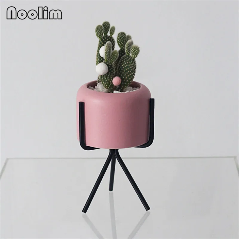 Pink D Скандинавский цветочный горшок с железной подставкой матовые суккуленты кактус плантатор металлический кронштейн офисные настольные растения контейнер домашний декор - Цвет: Pink D