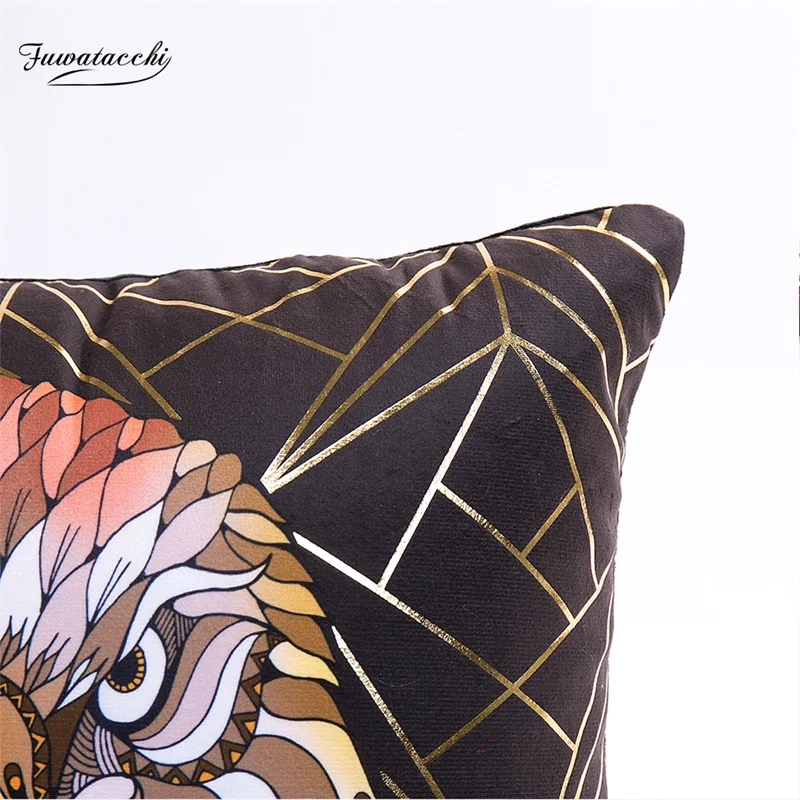 Наволочка на подушку с принтом льва и оленя fubatacchi наволочка из золотой фольги для