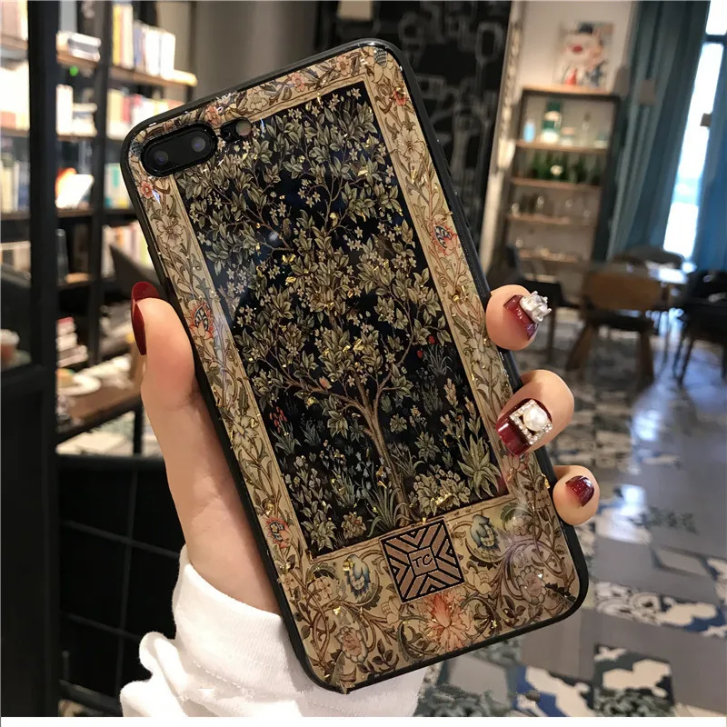Luxury Brand Art Case For iPhone 7 8 6 6S Plus Glitter Gold Foil Retro Phone X XS MAX XR Silicon Back Cover Capa |