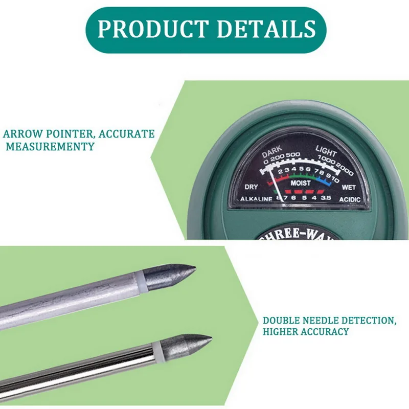 Завод почвы рН метр 3 в 1 Измерение влажности светильник гидропонный анализатор