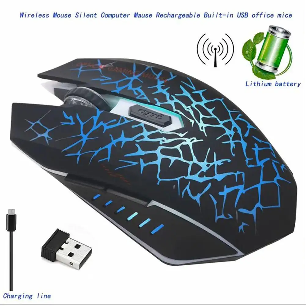 

W210 2.4G Wireless Mouse Colorful Glare Optical Ergonomic 2400DPI Gaming Mouse For Laptop PC Desktop Notebook Mouse