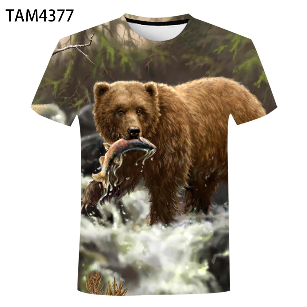 Футболка с изображением медведя в стиле Харадзюку лето 2021 мужская и женская