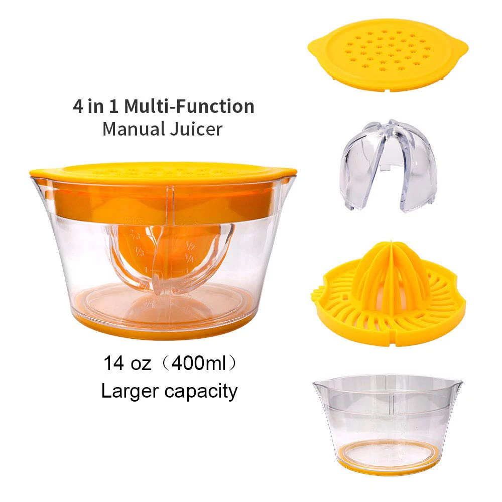 Ручная Соковыжималка NTONPOWER для цитрусовых оранжевого цвета с мерной чашкой