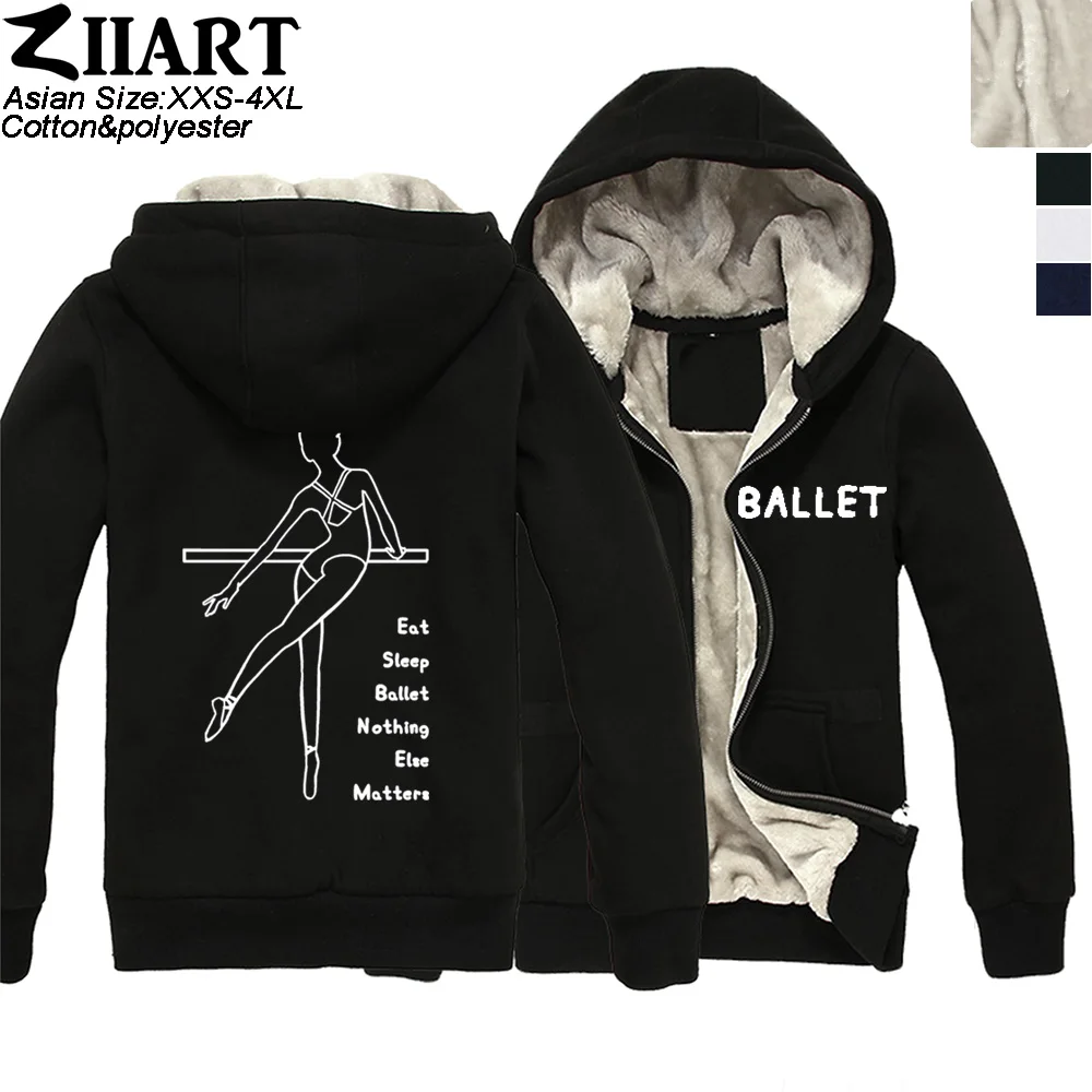 Ballet Elegant Dancer Eat Sleep Ballet Nothing Else Matters Man Boy Parkas Full Zip Coat Plus Velvet Autumn Winter ZIIART