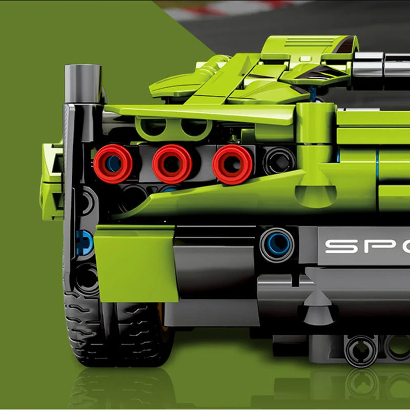 

Fits legoINGlys Technic Racing Building Blocks Speed Champion Series Green Supercar Model Brick Children's Educational Toys