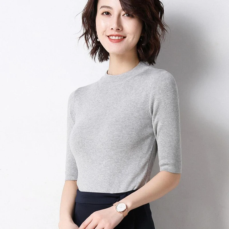 Женский свитер с воротником-стойкой GCAROL яркий эластичный вязаный пуловер из