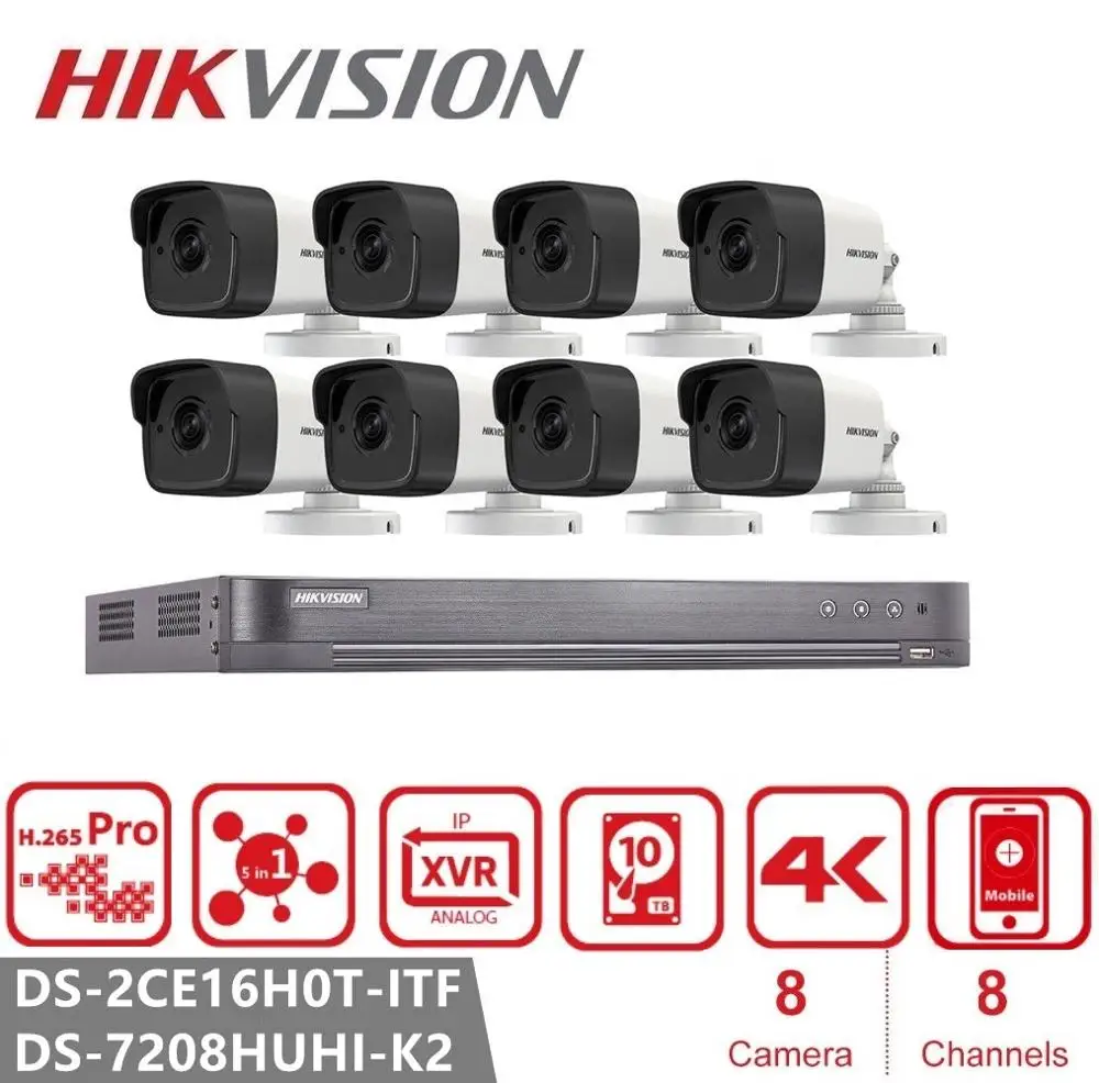 Камера видеонаблюдения Hikvision 4 в 1 8 каналов DVR водонепроницаемая для дома|Система