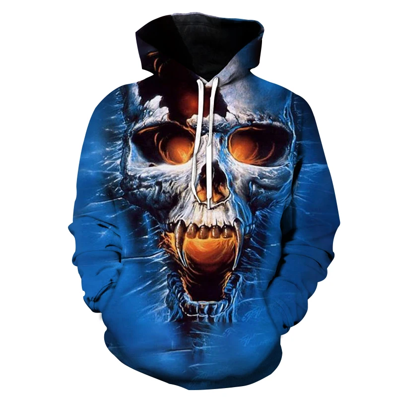 

3D printed hoodie Horror Skull Hoodie Men's Spring and Autumn Sports Hoodie 2021 new hip-hop graphic hoodie Oversized hoodie