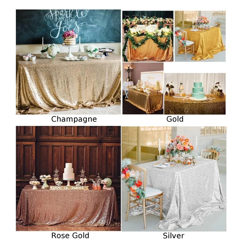 180x120cm rectangular table cover glitter sequin table cloth rose gold tablecloth for wedding birthday party home decoration free global shipping