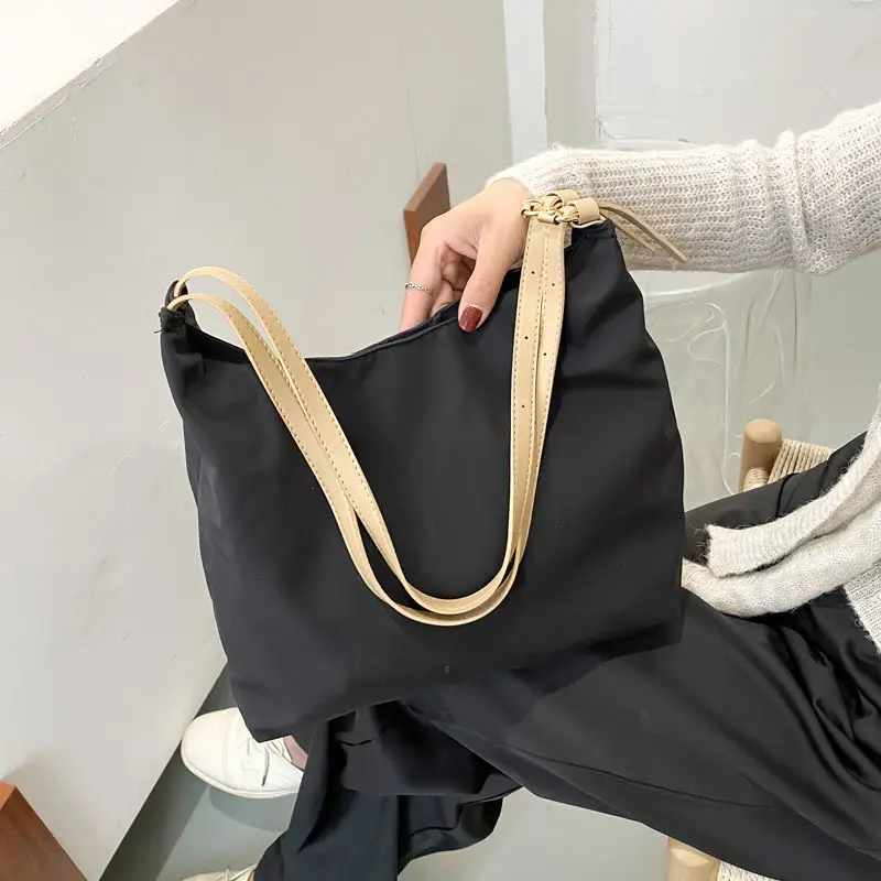 2021 New Fashion Densified Canvas Tote Bag Women's Single Shoulder Large Capacity Handbag Nature Style Casual Female Purse