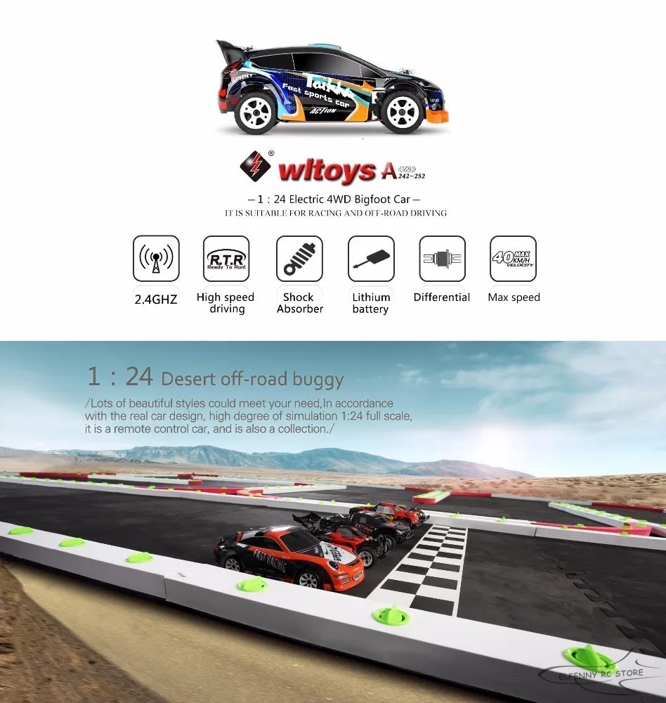 WLtoys A222 A232 1/24 2,4G электрический матовый 4WD RTR RC автомобиль внедорожный Багги рождественские подарки RC игрушки детские игрушки подарок