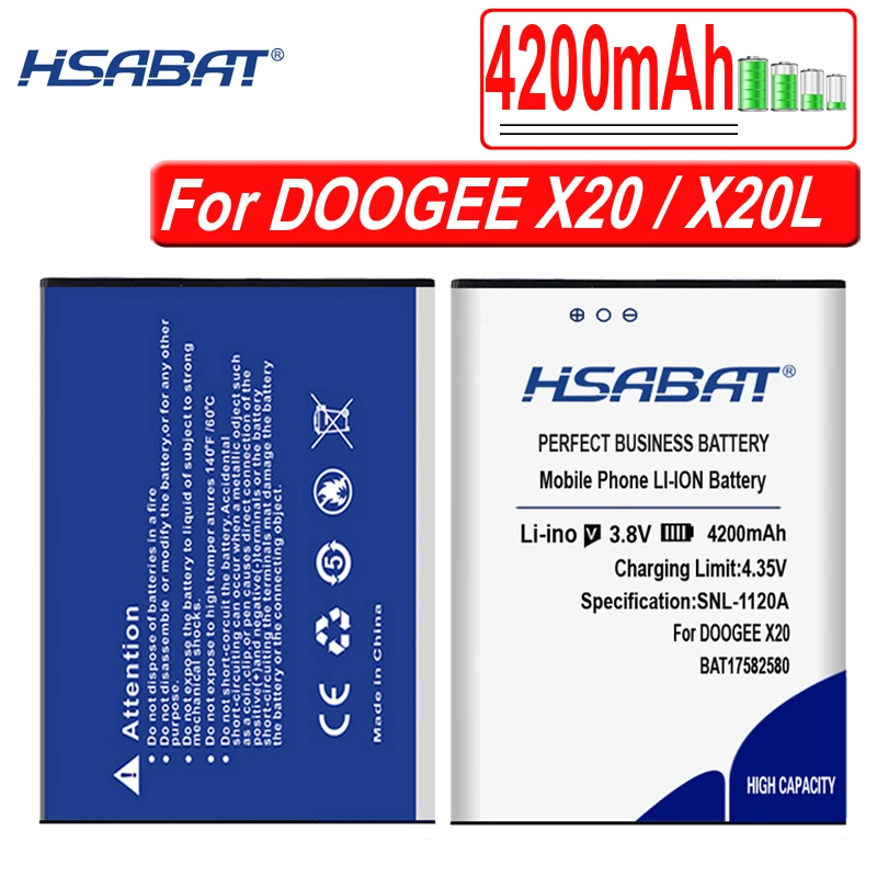 Аккумулятор HSABAT BAT17582580 2800-4950 мАч BAT17613360 BAT17603360 Для DOOGEE X10 X20 X20L X30 X50 X60 X70 BAT18702000 BAT18724000