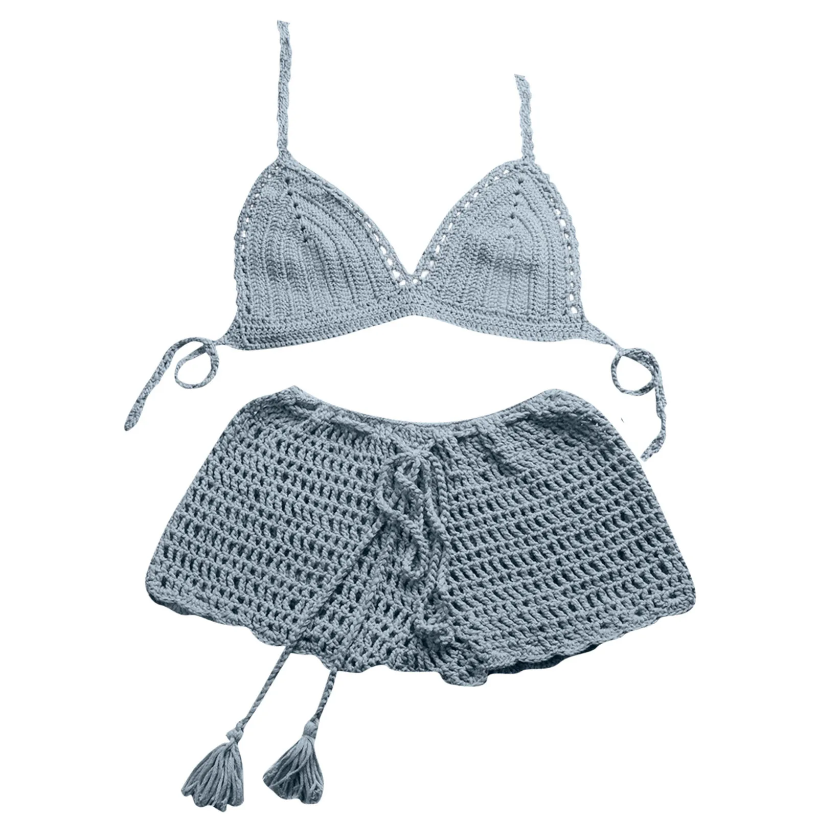 

S-XL New Multicolor Knitted mesh swimsuit suit Women's new fashion hollow shell top with hand-woven bikini swimsuit swim wear F4