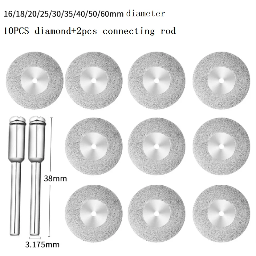 

Набор абразивных алмазных режущих дисков для Dremel, комплект из 10 мини-дисков для роторного резака, лезвия пилы, шлифовальные диски с оправкой...