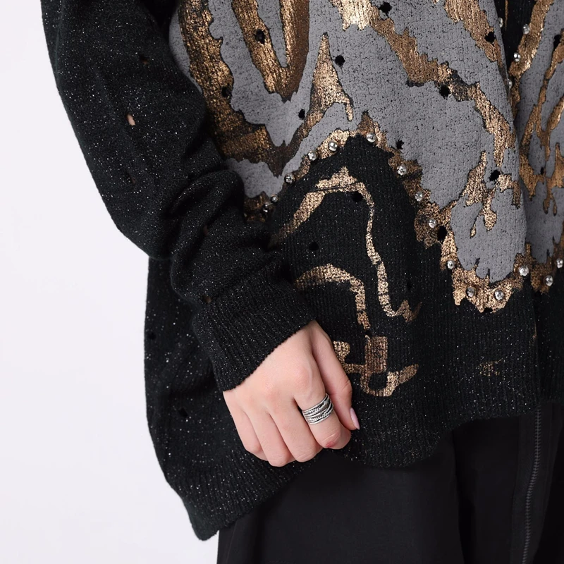 Женский весенний Однотонный свитер с вырезами Модный женский пуловер свободного