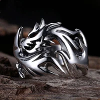 full silver domineering flame dragon silver ring mens retro thai silver opening adjustable as old sterling silver mens ring