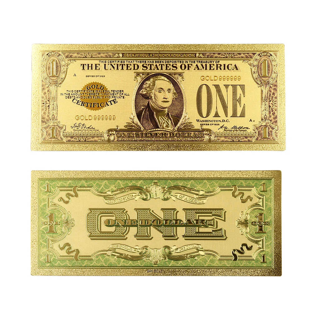 10 шт./компл. USD Золотая банкнота 1928 год 1 доллар бумажная копия денег банкноты для