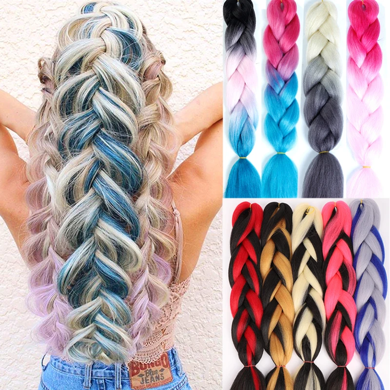 LUPU 24 &quotсинтетические волосы Джамбо косы цветные пряди для наращивания волос