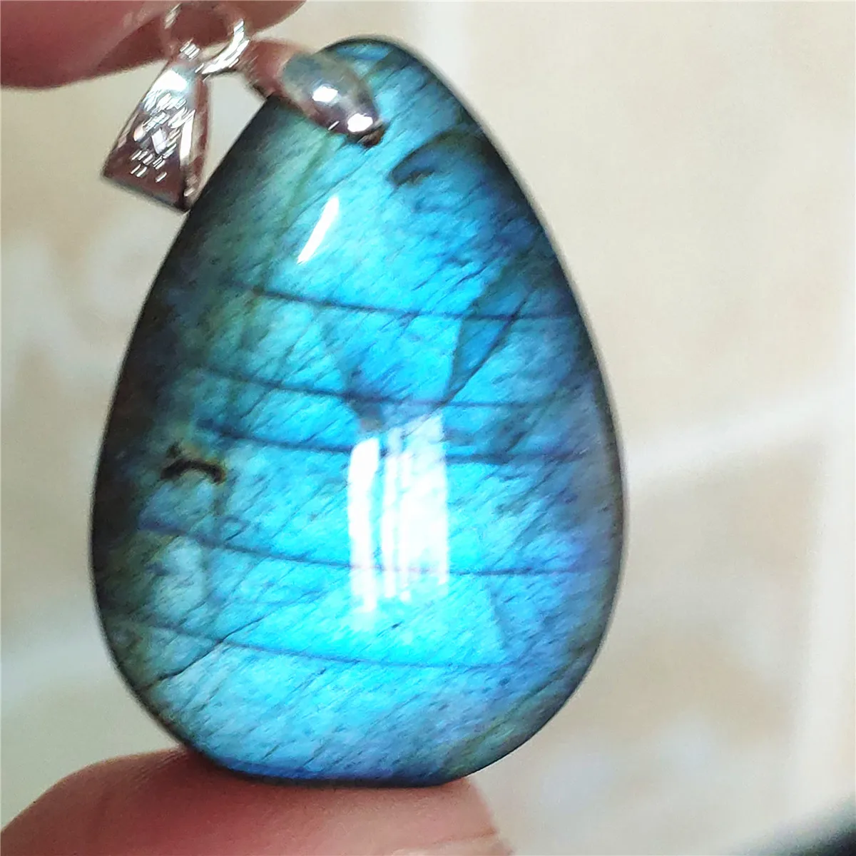 

Genuine Natural Labradorite Blue Light Women Pendant Water Drop 30x21x9mm Labradorite Necklace Gemstone Rare Jewelry AAAAA