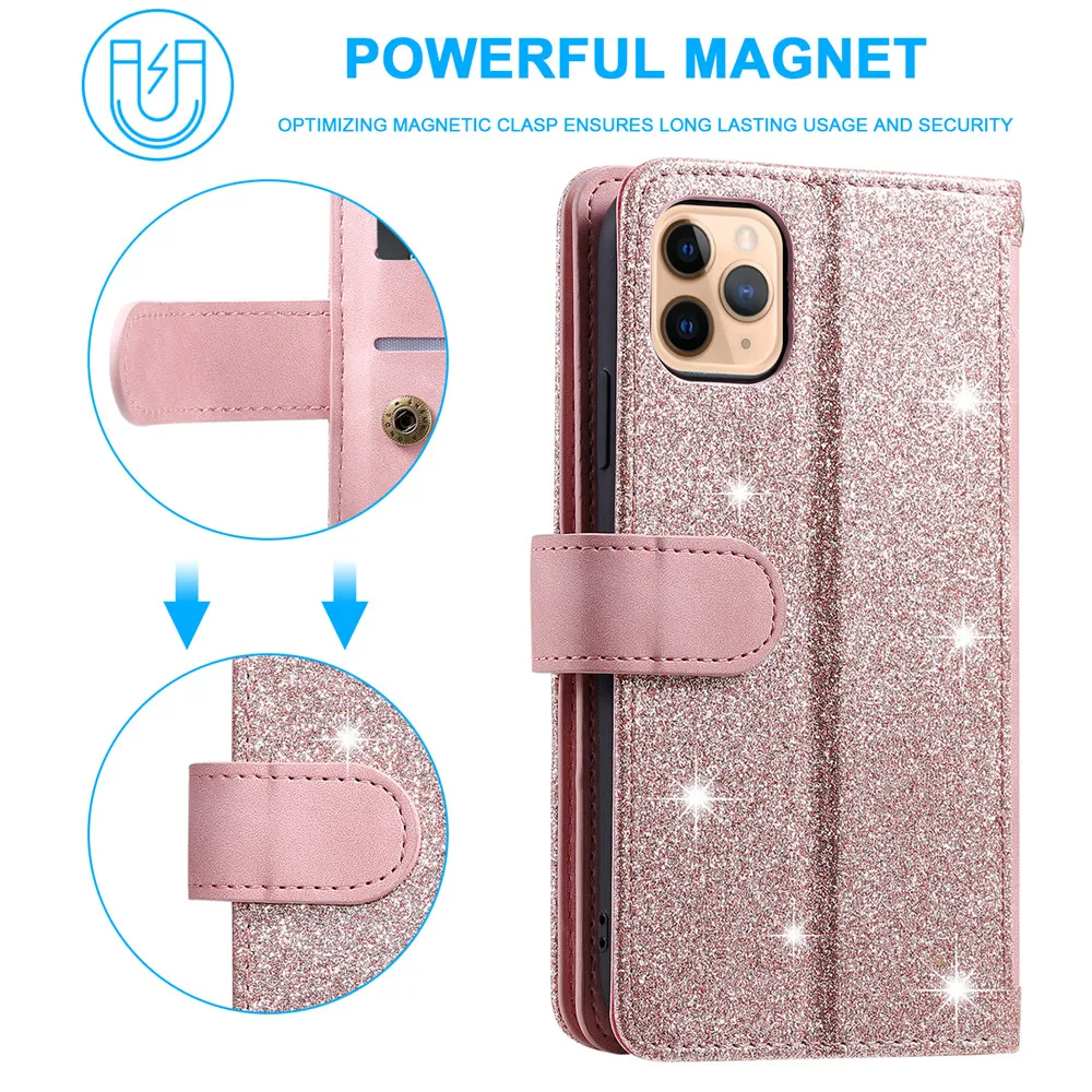 Чехол кошелек на молнии для iPhone 12 Mini 11 Pro XS Max XR X SE 2020 6 6s 7 8 Plus роскошный кожаный