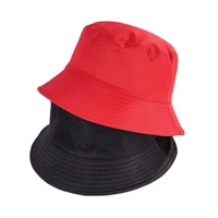1pcs unisex bob cap black solid color bucket hat two side hip hop cap men women summer panama cap beach sun fishing boonie hat