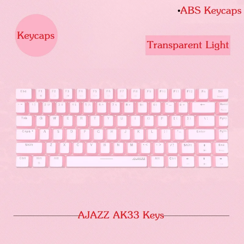 

Розовые прозрачные колпачки для клавиш для AJAZZ AK33 RGB подсветка Vision Все клавиши прозрасветильник колпачки DIY AK33 клавиатура