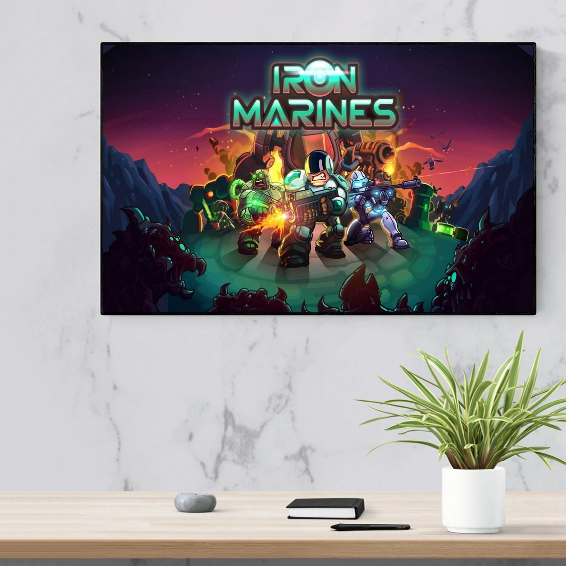 Плакат с изображением железной морской пехоты для видеоигр Художественная